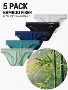 Men's Natural Bamboo Fiber Triangle Underwear Set, Breathable Quick-Dry High Stretch, Slim-Fitting Comfort for All Seasons