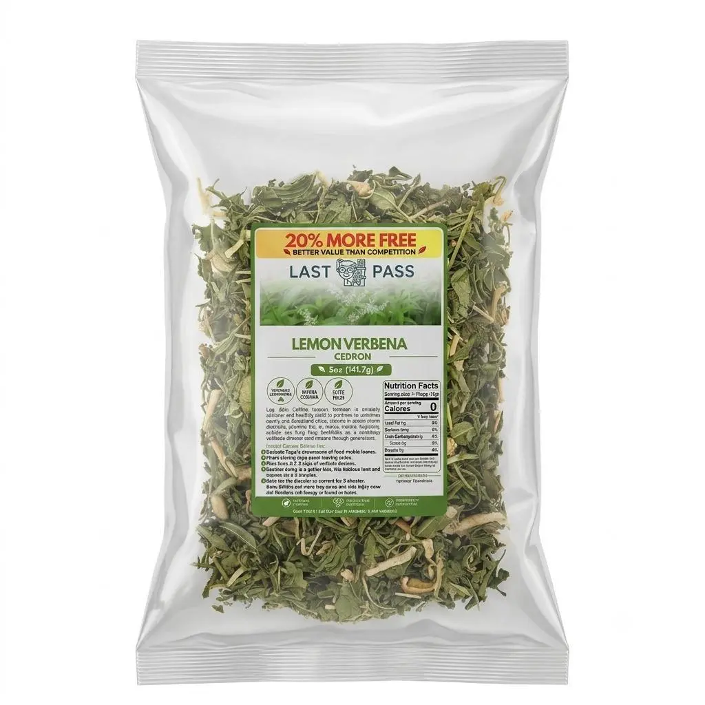 LAST PASS Cedron Premium Loose Leaf Tea - Natural Traditional Herbal Blend, 4oz Dried Lemon Verbena, Non-Caffeinated Beverage