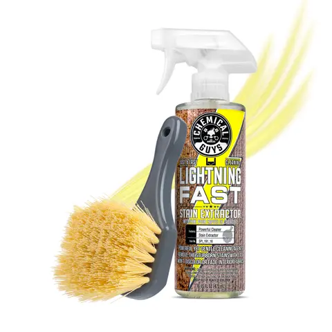 Chemical Guys Lightning Fast Carpet & Upholstery Cleaning Bundled Kit - Cleaner Combo, Stain Treater Spray, Brush, Microfiber Towel, Car Interior Care Supplies, Safe for All Vehicles’ Fabrics, Seats, Carpets
