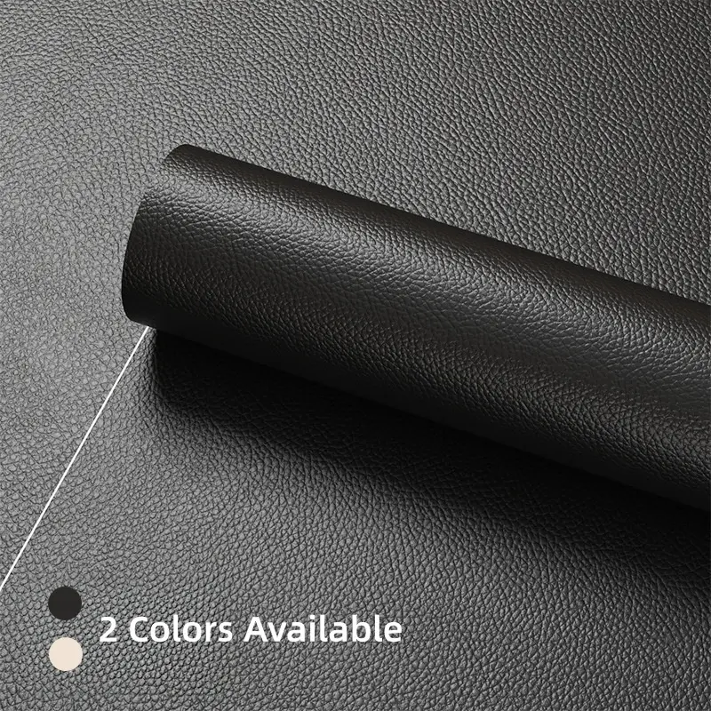 [Back to School]Black & Beige Self‑Adhesive Leather Repair Patch Roll, Waterproof Wear‑Resistant PU Leather Tape for Couch, Car Seat, Vinyl Furniture Quick Hole Scratch Fix DIY Restoration Sticker-MM1
