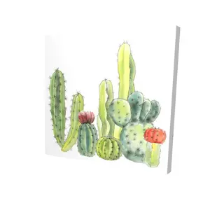 Begin Home Decor 2080-2424-FL271 24 x 24 in. Botanical Green Canvas - Small Cactus Art for Home Decor