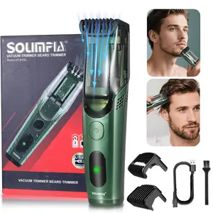 {Best For Gift}Men's Vacuum Beard Trimmer IPX7 Waterproof, Rechargeable Electric, Adjustable Length Comb, Adjustable Beard Mustache Trimmer ,Built-in Suction for Stubble Best For Gift