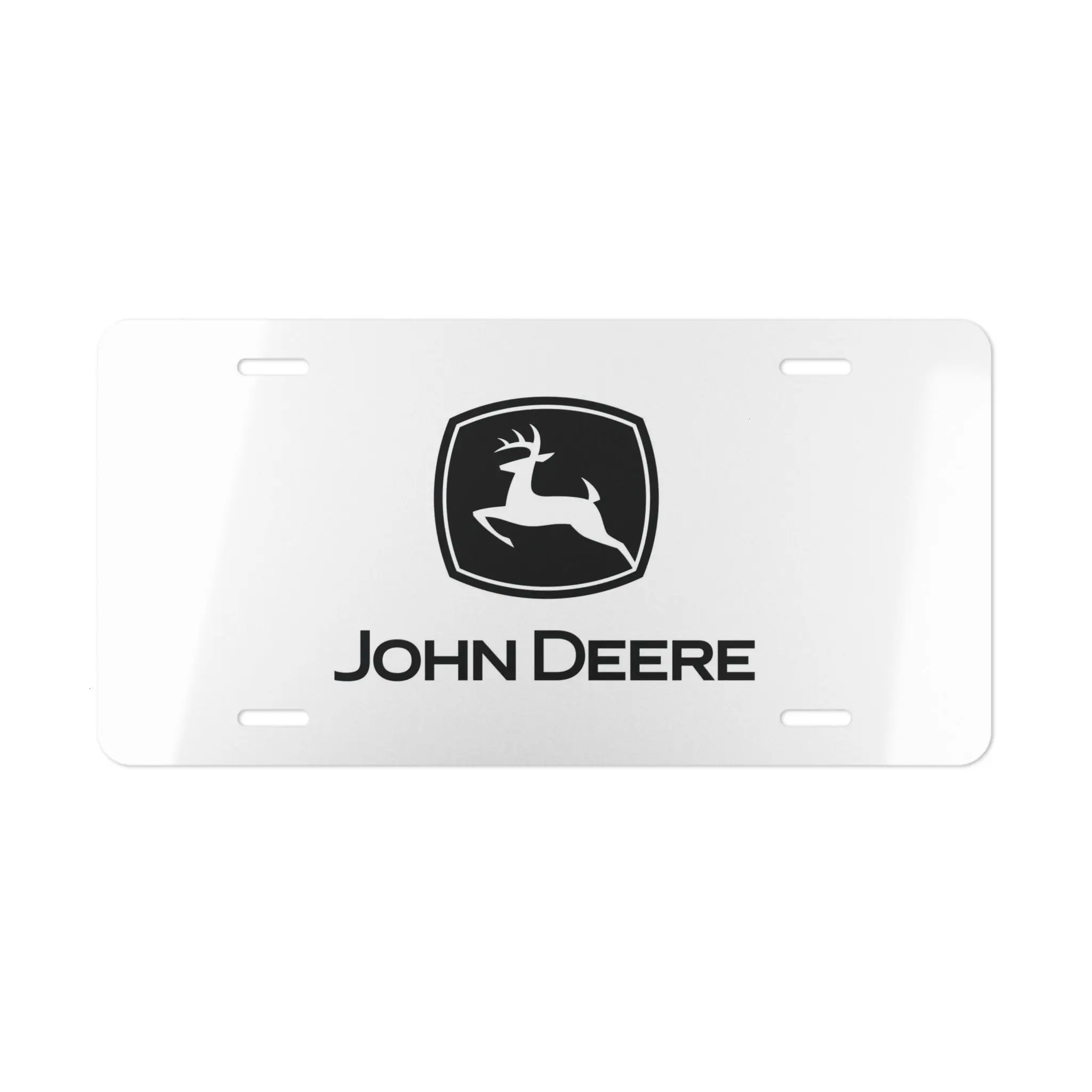 Farm Tractor Deer Logo Vanity Plate, 12 x 6 Aluminum Car Tag, Country Farm Decor, White License Plate, Pre-Drilled Auto Accessory, Gift, Auto Gift Set