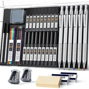35 count Art Mechanical Pencil Set with Case, 0.5 0.7 0.9 2.0 Graphite Metal Drawing Drafting Pencils, Sharpener Erasers 384 count Lead Refills (6B 4B 2B HB 2H 4H Colors)Pencils for Writing Sketching,