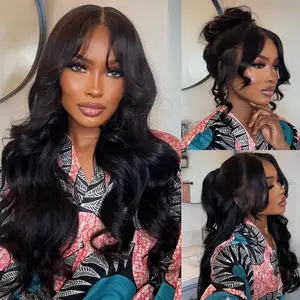 Curtain Bangs Body Wave Human Hair Wig 220% Density 13x4 8x5 HD Lace Front Wigs with Pre Bleached Knots #tiktokshopblackfriday