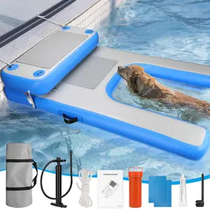 Rundik Inflatable Dog Pool Float, Boat Ramp for Dogs Platform Durable Puncture-Resistant Surface Ensures Safe and Easy Access to Water for Dogs, Floating Ramp Ladder for Pools, Lakes, and Beaches