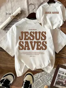 Women's Casual Everyday Commuter Loose Fit Round Neck T-Shirt, Jesus Graphic Print, Soft Breathable Fabric, Perfect Summer Fashion Top