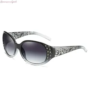 2-Pack Women's Retro Polarized Sunglasses with Sparkling Rhinestone Accents, Elegant Patterned Temples & UV400 Protection, Fashionable Shades Ideal for Daily Wear, Parties, Travel & Outdoor Activities