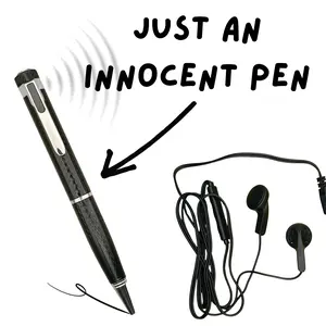 Covert Voice Recorder Pen — 32GB Hidden Audio Recorder, Discreet Light, Plays Back Through Earbuds, Writes Like a Normal Pen