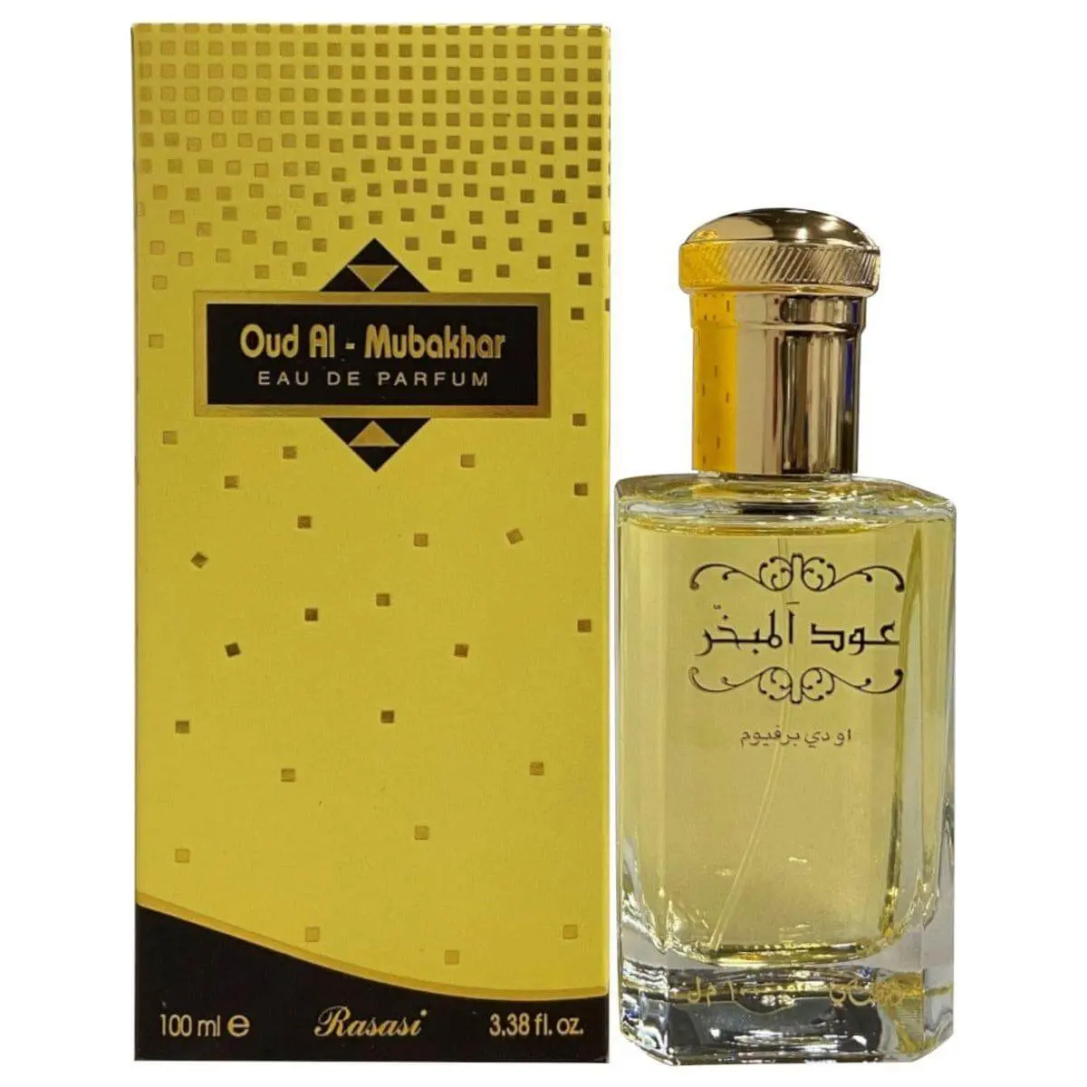 Rasasi Oudh Al Mubakhar Eau de Parfum - 3.4 oz Arabian Edp, Modern Aromatic Unisex Arabic Fragrance with Citrus-Oudh, Saffron, Bergamot Notes, Sumptuous Scent That Invigorates and Overwhelms Senses, Rooted in Arabian Traditions