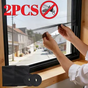 2pcs Mosquito Screen Window Kit, DIY Window Screen Mesh | Requires No Drilling, Free Cutting, Easy to Install, Easy-Clean Soft Net, Mosquito Screen, Breathable and Effective Mosquito Prevention, Insect-Proof, Home Decoration