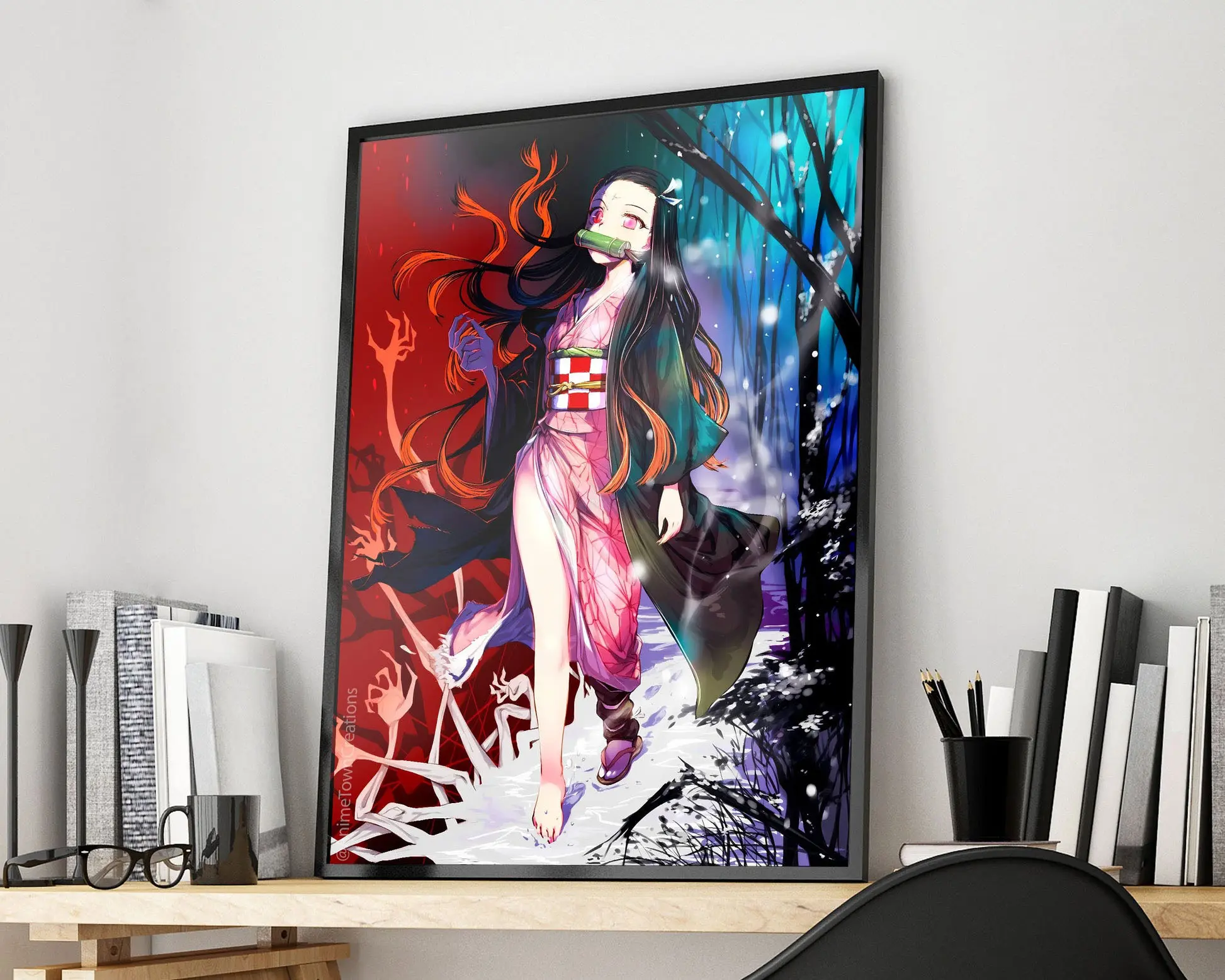 (Poster) Demon Slayer Demon Nezuko Poster, Anime Vintage Wall Art, Gift for Maang Fans