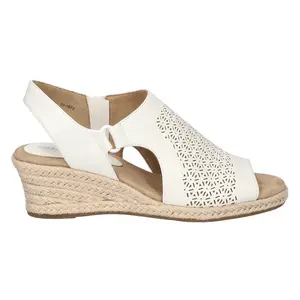 Easy Street Womens Serena Cut Out Espadrille  Casual Sandals Casual Mid Heel 2-3" - White