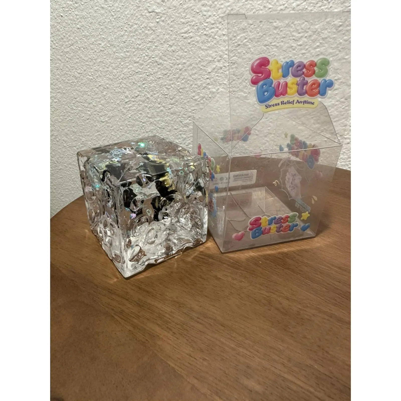 Soft Texture Transparent Cube Squeeze Toy with Bees Inside for Stress Relief