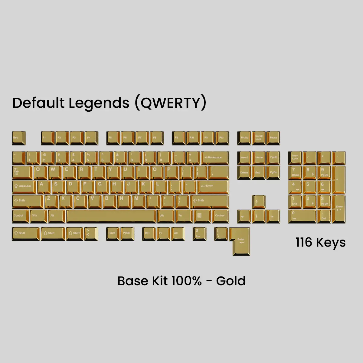 Gold Full Metal Keycap Set Base Kit