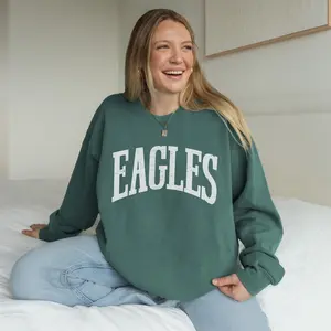 [SALE UP TO 50% + FREE SHIP] Eagles Comfort Colors Sweatshirt: Green Mascot Gameday Crewneck