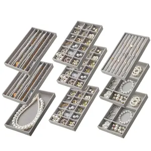 9/8 Pack Jewelry Drawer Organizer Inserts Set,Velvet Jewelry Trays for Drawers,Storage for Earring,Ring,Necklace,Watch,Bracelet,Christmas Party Gifts,Hand Tools Kits