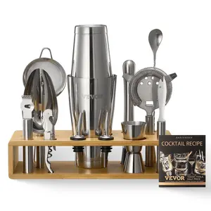 Cocktail Shaker Set 13 Pcs Bartender Kit Stainless Steel Bar Tool Set Silver