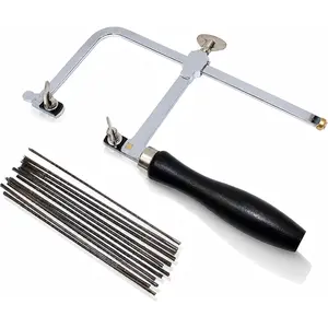 Adjustable Jeweler's Saw Frame with 144 Blades, Professional Jewelry Making Tool Kit, Black