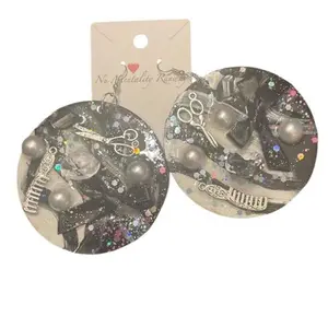 Custom Circle Resin Collage Earrings