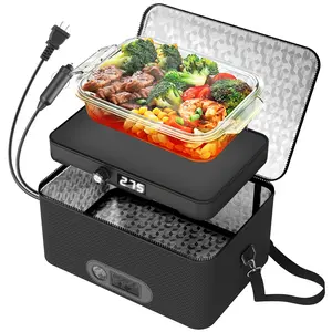 Portable Oven, 12V 24V 110V-240V Car Food Warmer Portable Personal  Electric Heated Lunch Box for Meals Reheating & Raw Food Cooking for Road Trip/Camping/Picnic/Family Gathering(Black) home portable electronic food heater adult portable food heater