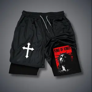 Christianity Jesus jorts outfit men 80s 90s short shorts summer camo shorts  graphic sweatshorts men gifts