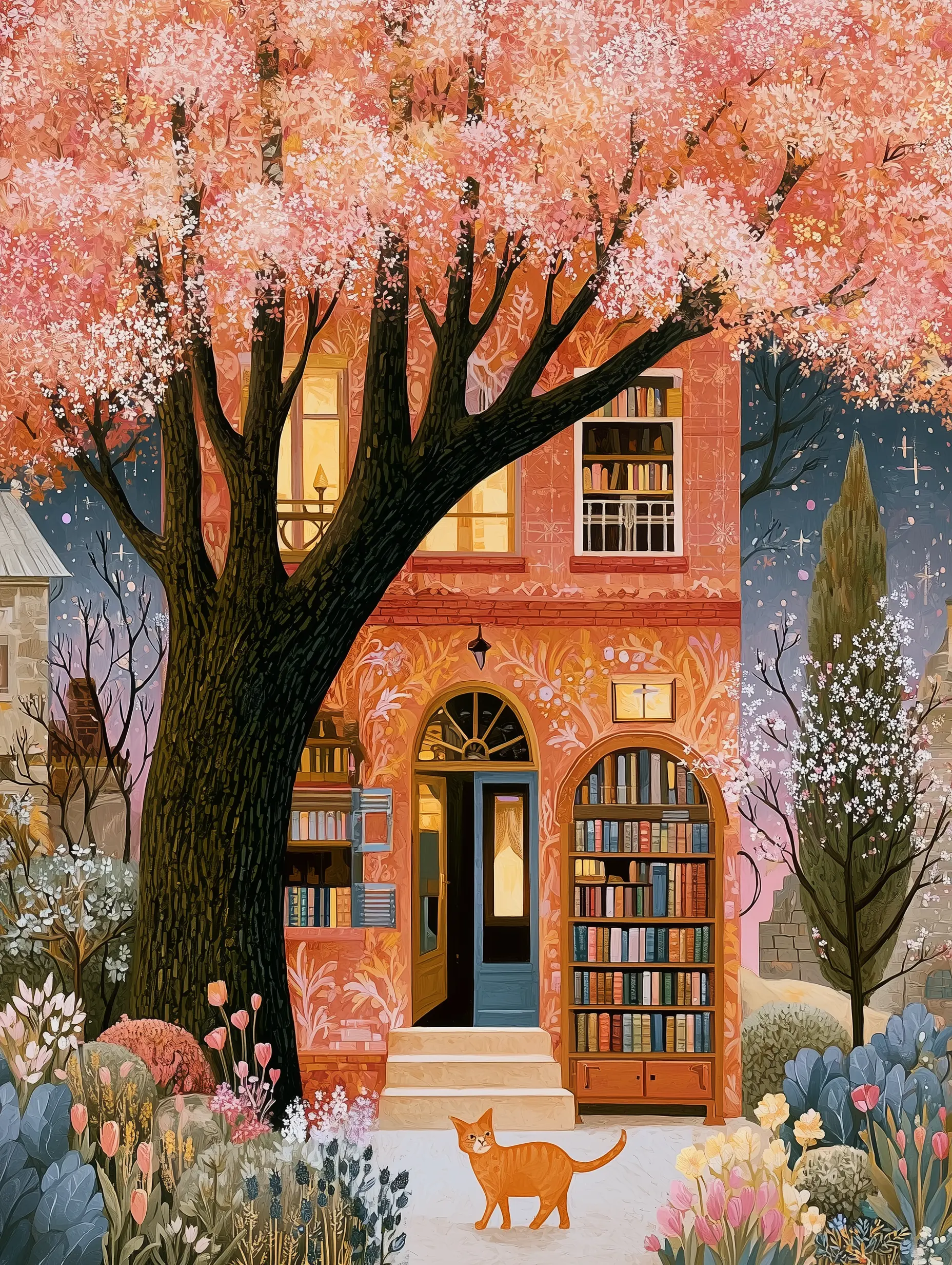 1000 Piece Jigsaw Puzzle for Adults | Premium Thick Cardboard | Challenging & Relaxing Family Game | Beautiful Home Decor & Gift | Cherry Blossom | Whimsical Bookstore