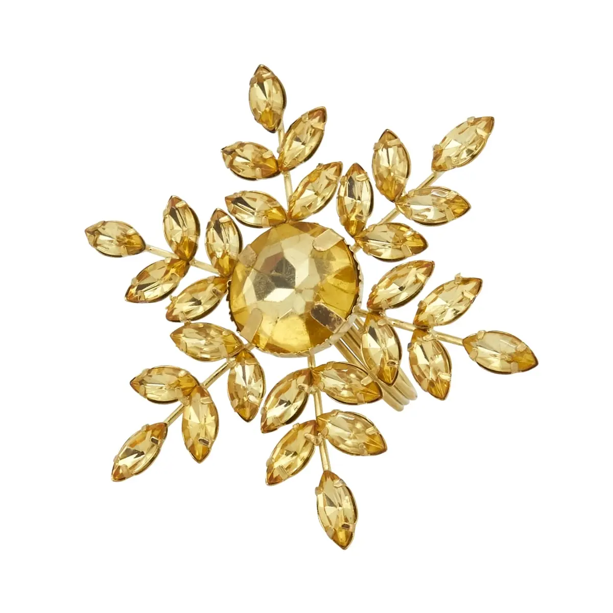 Saro Lifestyle NR347.GL Holiday Beaded Snowflake Napkin Ring - Gold, 60% Glass Beads, Set of 4