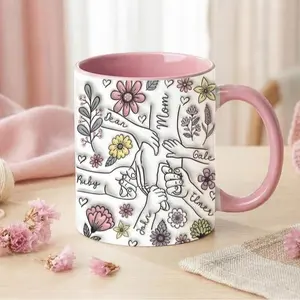 Mugora - [MADE IN US] Personalized Mom Mug with Kids Names, Custom Floral Coffee Mug for Mom, Mothers Day Gift from Daughter Son