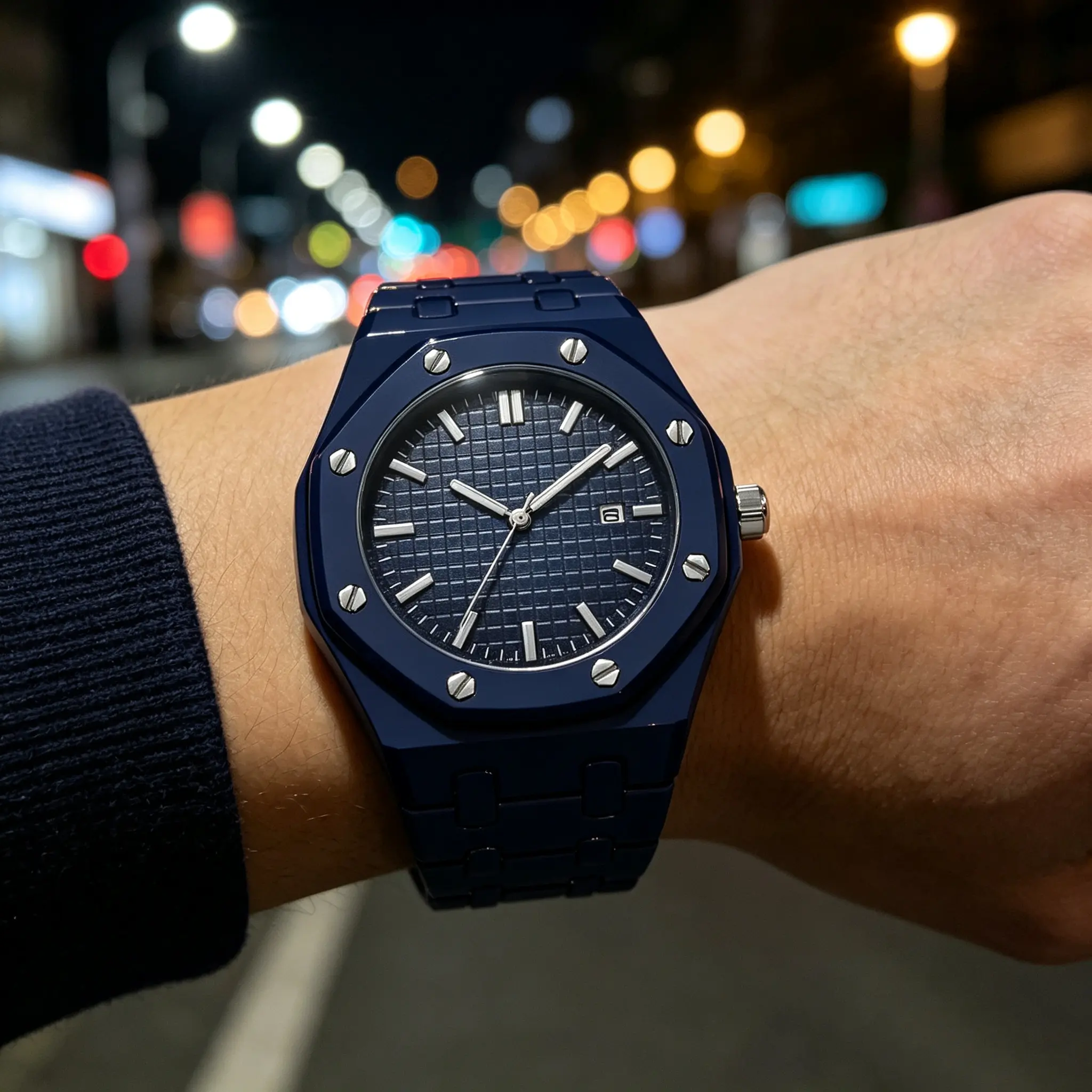 Cool Midnight Blue Octagon Unisex Fashion Wristwatch