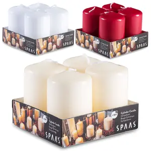 4 Pack Small Pillar Candles - 2x3 Inch - White, Ivory, or Red Pillar Candles for Christmas, Home Decoration, Kitchen, Wedding Aesthetic, Centerpieces - Unscented