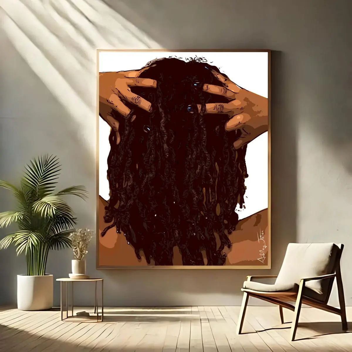Brown Art, Black Woman Wall Art, Beautiful Locs Black Hair Art Premium Matte Vertical Posters, Black Girl Art, Black Hair Artwork, Room Decor, Unframed