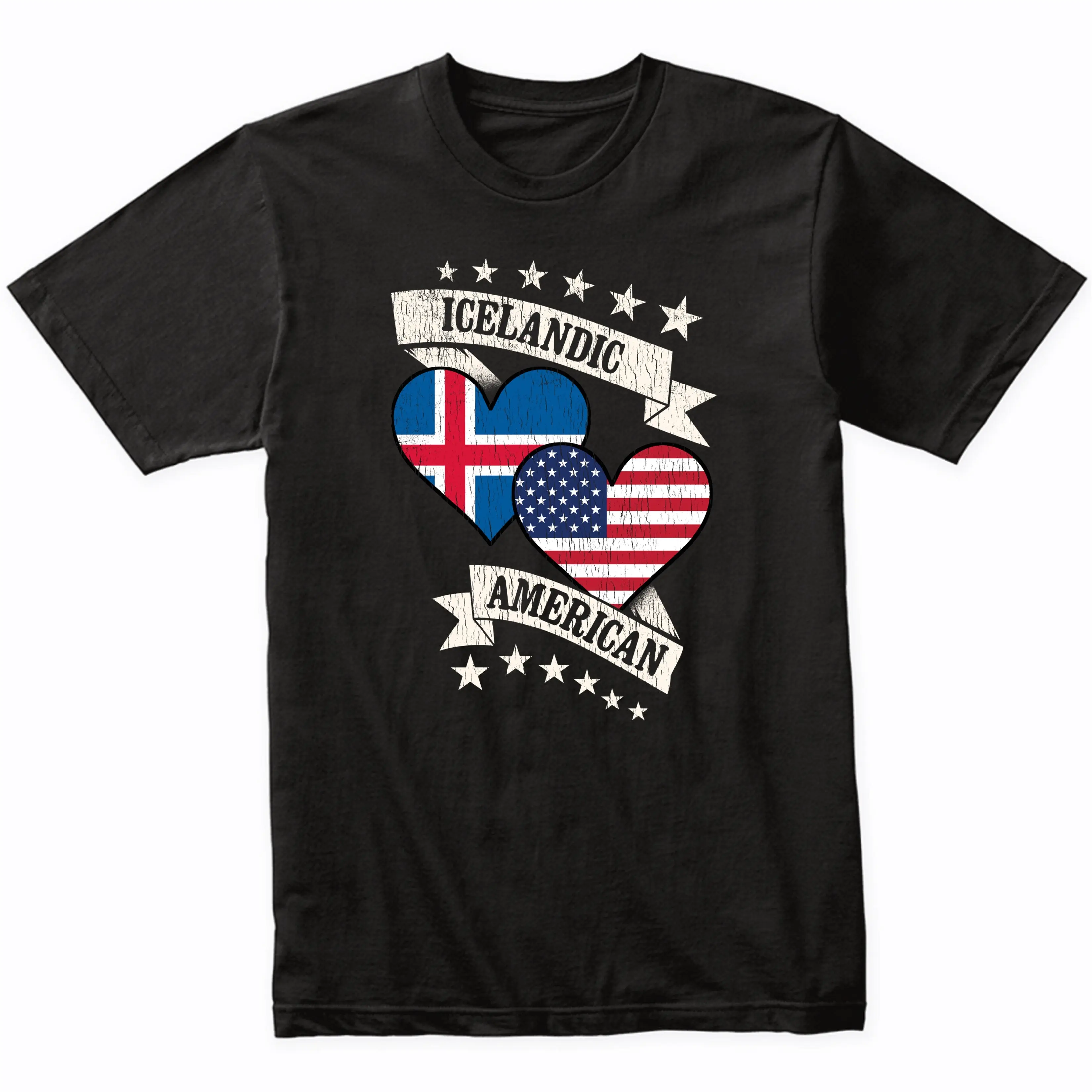 Icelandic American Heart Flags Iceland America T-Shirt