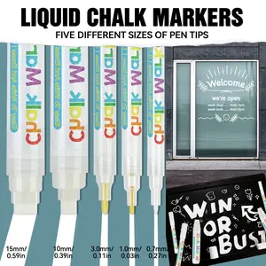 5 Pack Liquid Chalk Markers, Erasable & Washable, Multi-Surface Art Pens, Durable Graffiti Ink, Ideal for Wood Glass Surface Writing