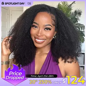 [250% 20" Only $124] OQ HAIR Afro Curly Wear Go Glueless Half Wig 180% 250% Density Upgrade With Drawstring Cap Invisible Hairline Human Hair Wigs Beginner Friendly #TikTokShopBlackFriday