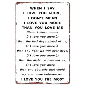 8"x12" Rustic Aluminium Love Sign - "I Love You The Most" Couple Quote Design, Industrial Home Decor - Ideal Valentine's Gift for Him/Her, Room & Household Items Decor Plaque summerwins,summerwins Yard Signs