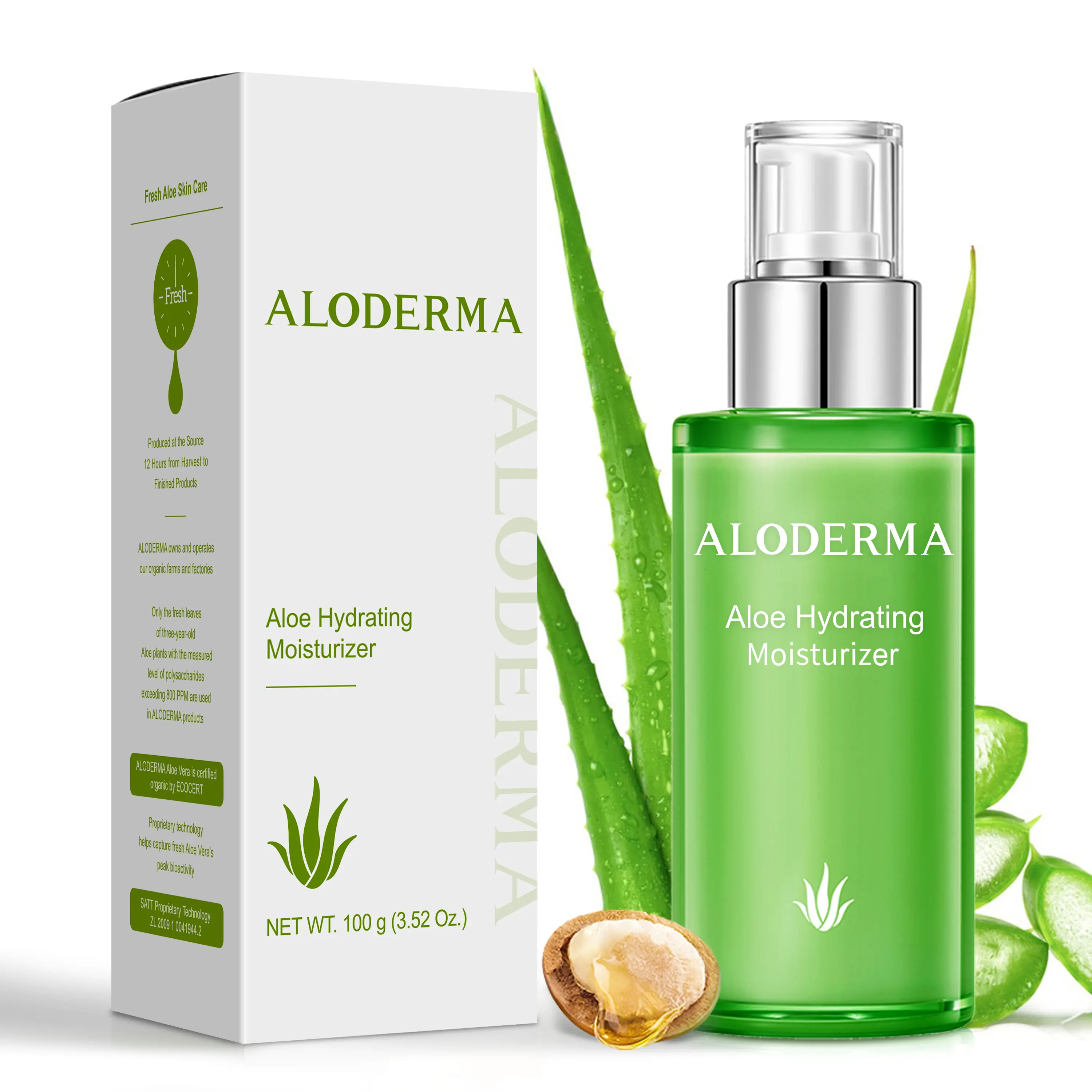 ALODERMA Aloe Hydrating Face Moisturizer Made with 77% Organic Aloe Vera for Soft,  Nourished Skin - Lightweight and Oil-Free Facial Lotion with Hyaluronic Acid, Black Oat Seed and Shea Butter, 3.5oz