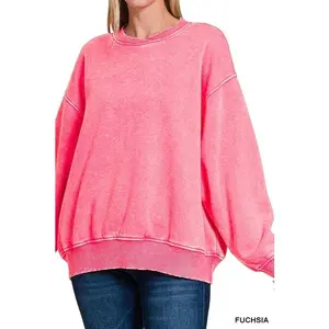 Oversized Acid Wash Pullover Sweatshirt