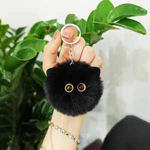 Blush Cat Ball Original Design Cartoon Handmade Plush Pendant Cat Keychain Girly Gift for Girls