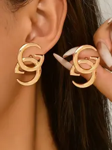 Geometric Style Fashion Letter Stud Earrings, Perfect for Daily Wear, Trendy Jewelry for Women, Stylish Accessory for Everyday Use