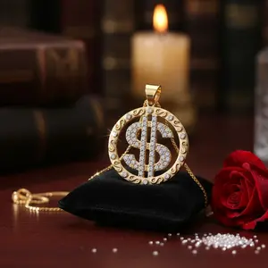 The Iced Dollar Pendant Gold Tone Stainless Steel Statement Piece with Rhinestone Accents for Bold Confidence and Style Unisex Jewelry