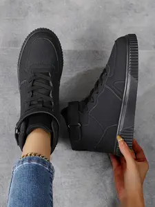 Women's High Top Casual Sneakers, Sports Shoes, Casual Walking Sneakers, Trainer, PU Leather, Anti-Slip Eva Sole, Above Ankle, All Seasons, Perfect for Work, School, Leisure