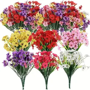 Artificial Flower, UV-resistant Faux Flower Shrubs, Indoor & Outdoor Garden Decoration, Decorative Plants for Home Wedding & Farmhouse, Decorating, Artificial Flower Set