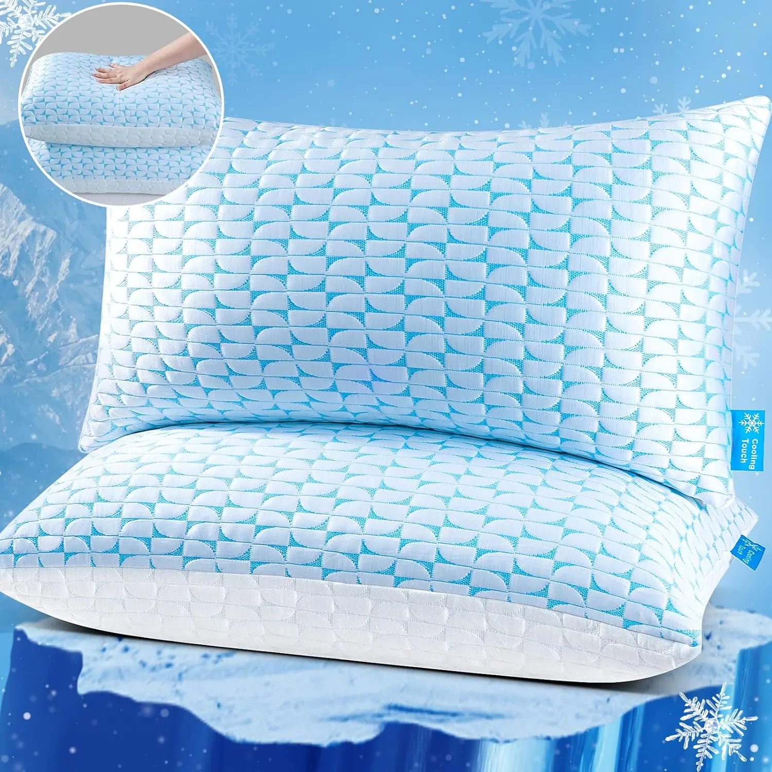 【Fall Pick】QUTOOL Cooling Bed Pillows for Side Back Stomach Sleepers, Adjustable Shredded Memory Foam Cooling Gel Pillows Firm and Supportive for Sleeping with Removable Cover, Deep Sleep Gifts, Bedroom Decor