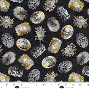 Spurs & Spirit Belt Buckles Cotton Fabric