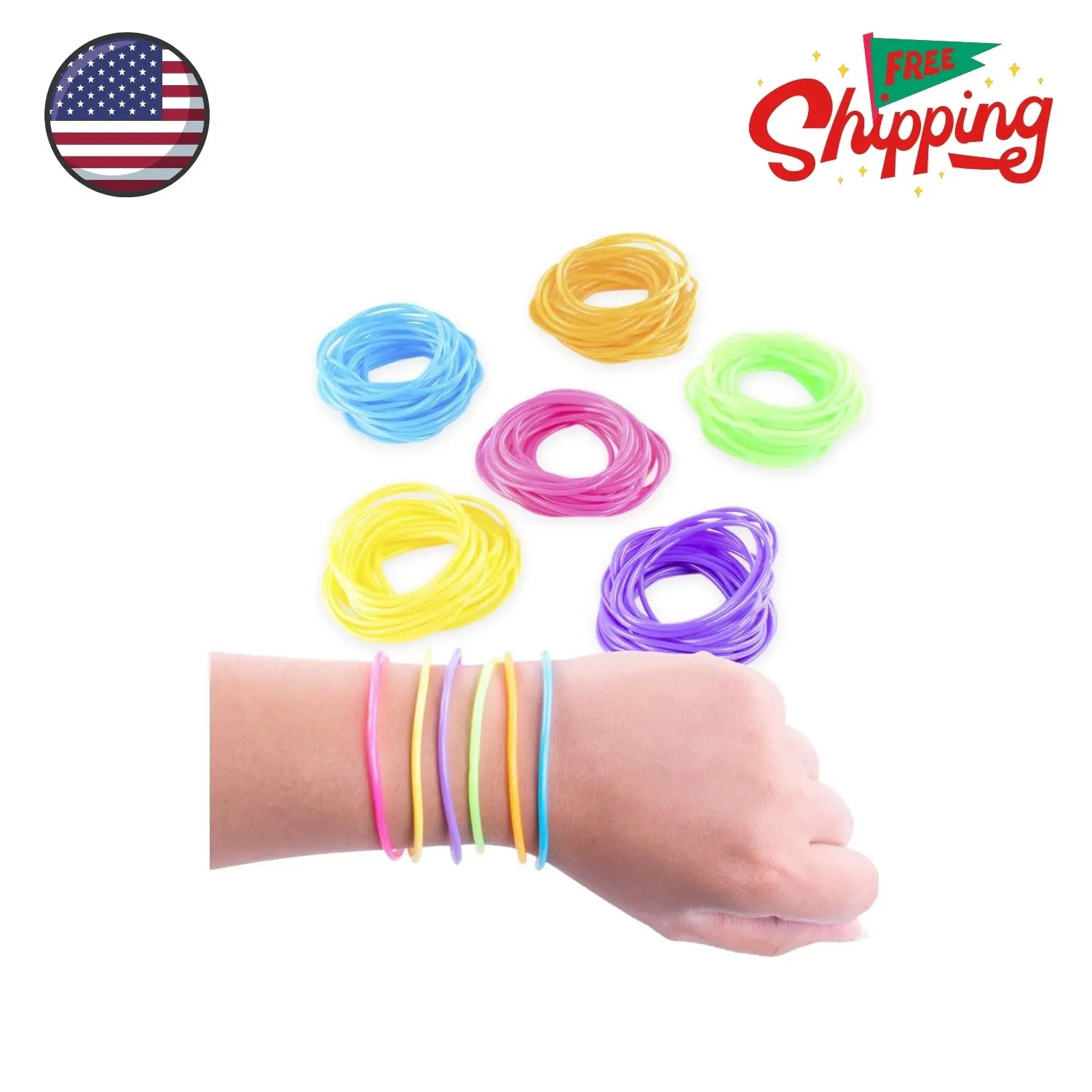 80s Colorful Retro Rock Pop Star Rainbow Diva Disco Jelly Neon Gel Stretchable Bracelets