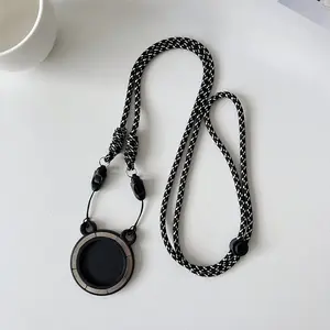 2024Adjustable Length Magnetic Phone Lanyard with Iron Pieces - Compatible with MagSafe, Portable Wireless Speaker Included, Black and Gray Design for iPhone, iPhone Accessories |   Adjustable Lanyard |   Durable Lanyard, Phone Holder2025