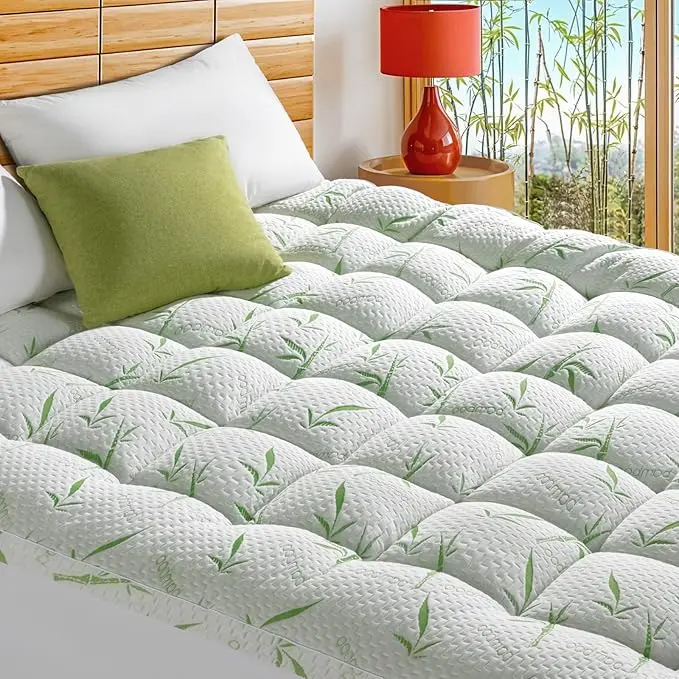 Sonoro Kate Cooling Bamboo Mattress Topper 8-21 Inch Fit for Back Pain & Pressure Relief Ultra Soft Breathable & Machine Washable