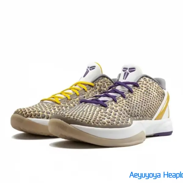 Zoom Kobe 6 Basketball Shoes with 3D Design for LakersTeam,PU Material, Anti-Slip and Lightweight, Perfect forPractica Plav Basketpal Games