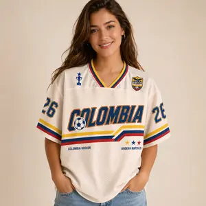 Custom Number Colombia-Inspired Mesh Jersey, Retro Andes Sports Shirt, Game Day Fan Outfit, Unisex Festival Top